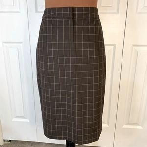 Brooks Brothers 346 Sz6 wool brown&ivory long pencil skirt